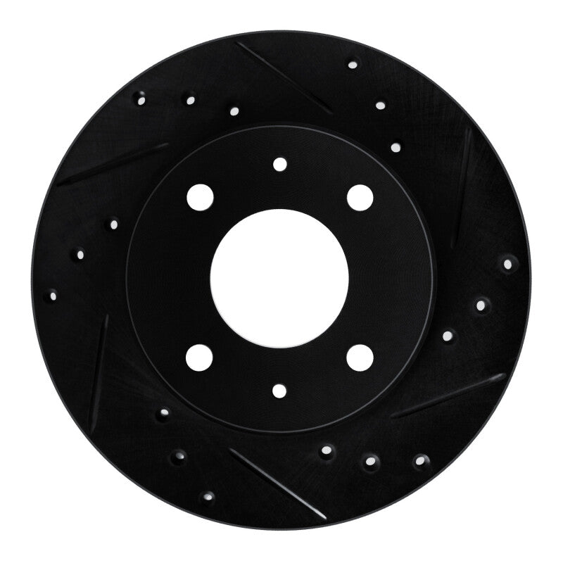 R1 Concepts R1 89-98 Hyundai Sonata Front Right Drilled & Slotted Black Brake Rotor