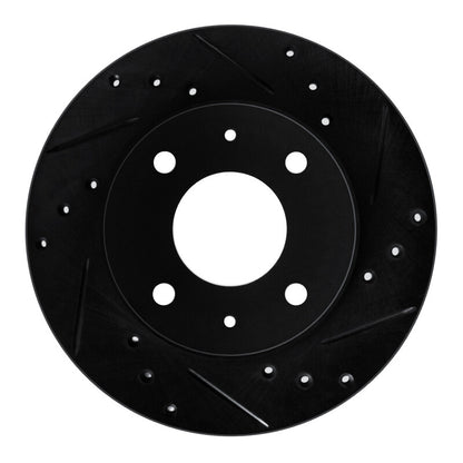 R1 Concepts R1 89-98 Hyundai Sonata Front Right Drilled & Slotted Black Brake Rotor