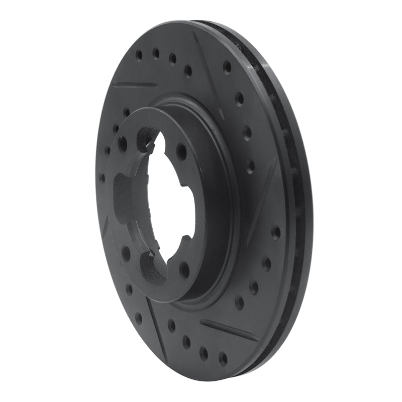 R1 Concepts R1 87-94 Subaru Justy Front Right Drilled & Slotted Black Brake Rotor