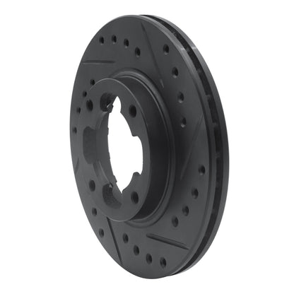 R1 Concepts R1 87-94 Subaru Justy Front Right Drilled & Slotted Black Brake Rotor