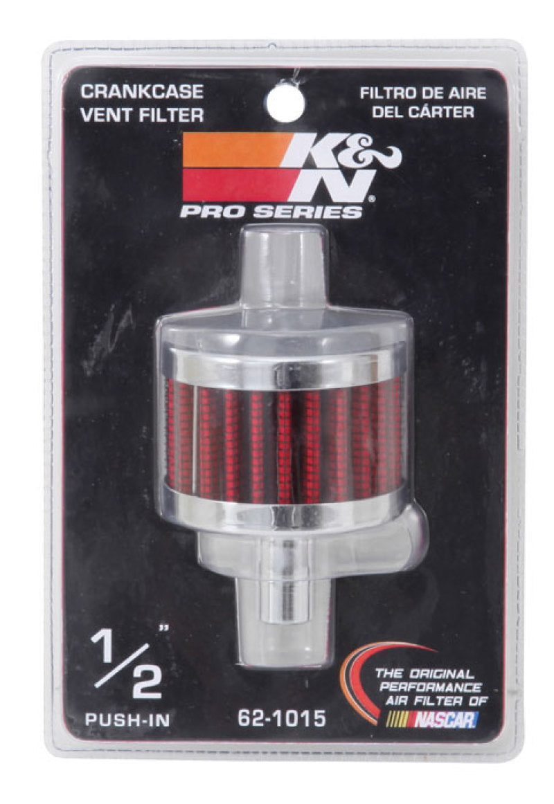 K&N Engineering K&N Steel Base Chrome Top Crankcase Vent Filter 1/2in. Vent / 2in. OD / 1-1/2in. Height