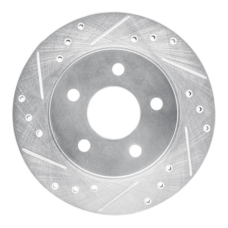 R1 Concepts R1 93-98 Ford Thunderbird Rear Left Drilled & Slotted Silver Brake Rotor