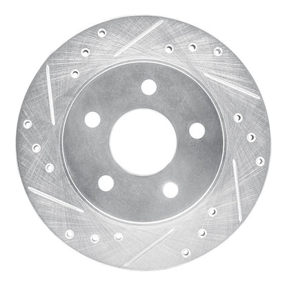 R1 Concepts R1 93-98 Ford Thunderbird Rear Left Drilled & Slotted Silver Brake Rotor