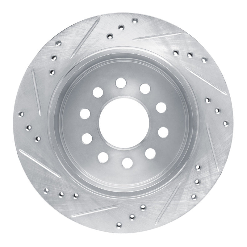 R1 Concepts R1 03-11 Lincoln Town Car Rear Right Drilled & Slotted Silver Brake Rotor
