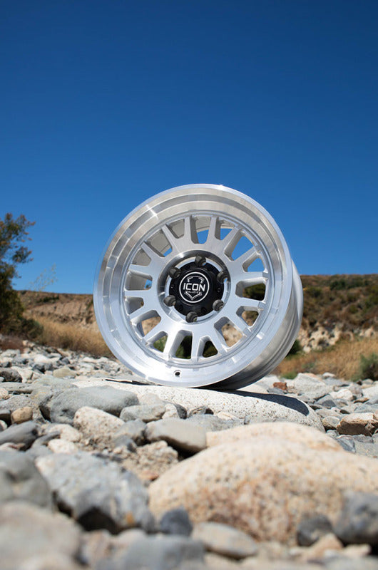 ICON Anza 17x8.5 5x150 25mm Offset 5.75in BS Silver Machined Wheel