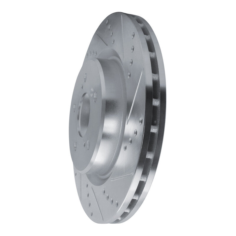 R1 Concepts R1 2021-2025 Acura TLX Front Right Drilled & Slotted Silver Brake Rotor