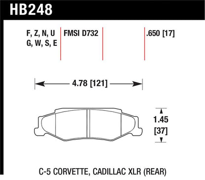 Hawk Performance Hawk 97-12 Corvette/01-04 Z06/05-09 Z51 Blue 9012 Race Rear Brake Pads