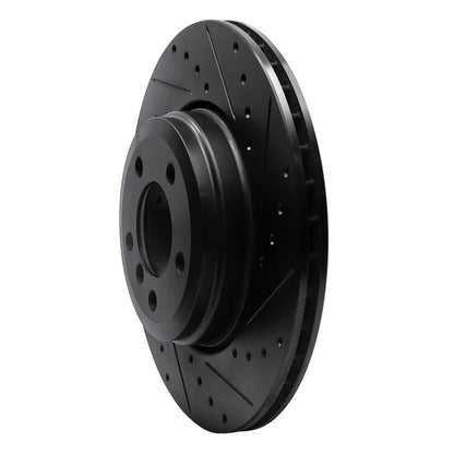 R1 Concepts R1 02-05 BMW 745LI Rear Right Drilled & Slotted Black Brake Rotor
