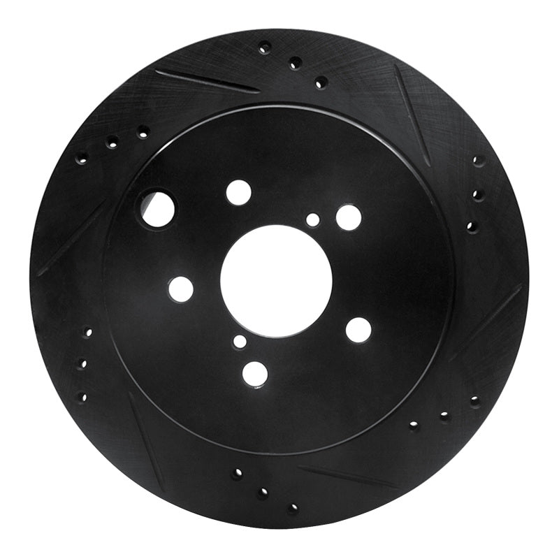 R1 Concepts R1 14-18 Subaru Forester Rear Right Drilled & Slotted Black Brake Rotor