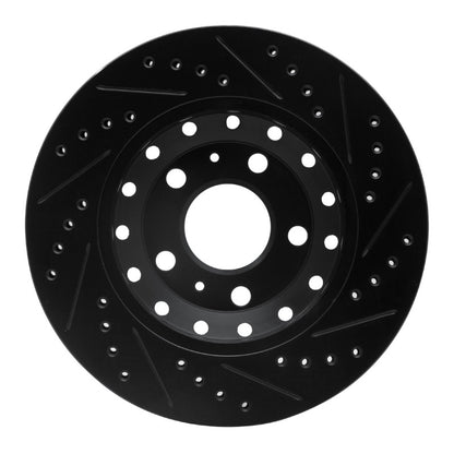 R1 Concepts R1 04-10 Audi A8 Rear Left Drilled & Slotted Black Brake Rotor