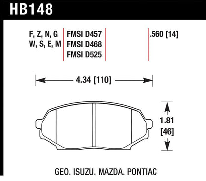 Hawk Performance Hawk 89-93 Miata HP+ Street Front Brake Pads (D525)