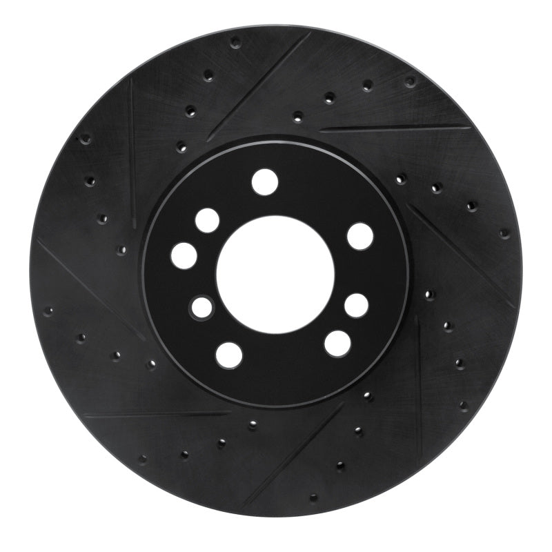 R1 Concepts R1 00-06 BMW X5 Front Left Drilled & Slotted Black Brake Rotor