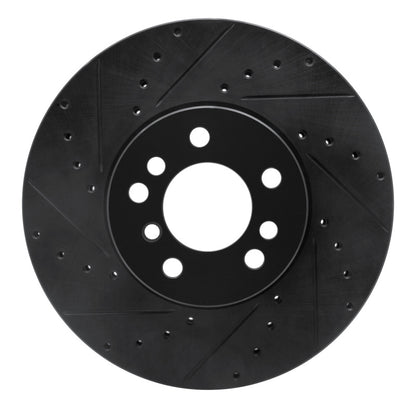 R1 Concepts R1 00-06 BMW X5 Front Left Drilled & Slotted Black Brake Rotor