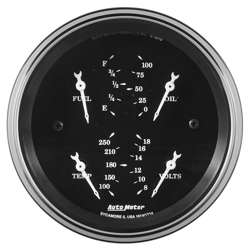 AutoMeter Auto Meter Gauge Quad 3 3/8in 0E-90F Elec Old Tyme Black