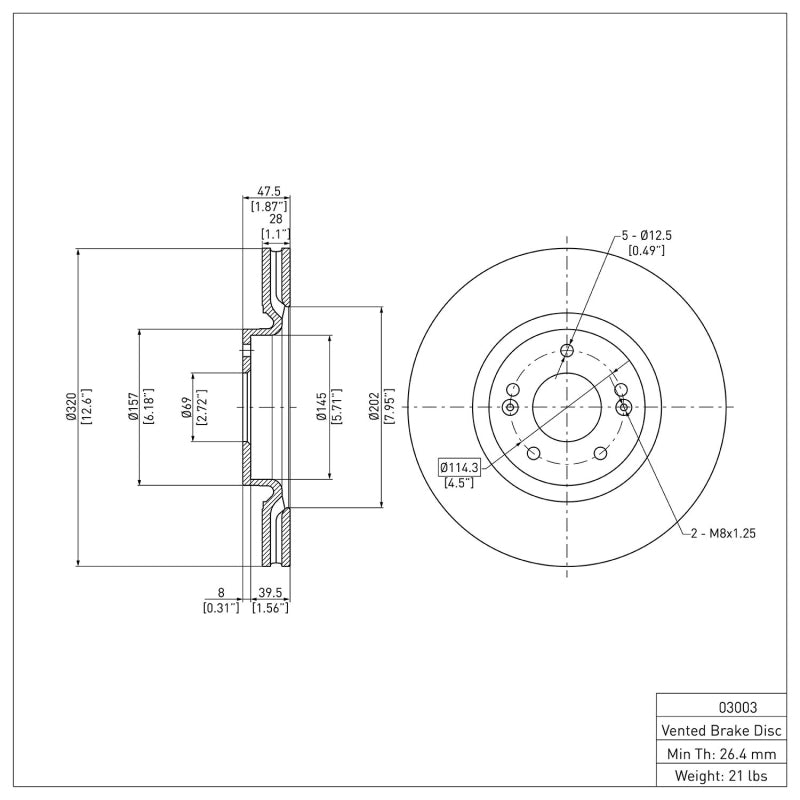 DFC 11-25 Hyundai Tucson Front GeoSPEC Coated Rotor