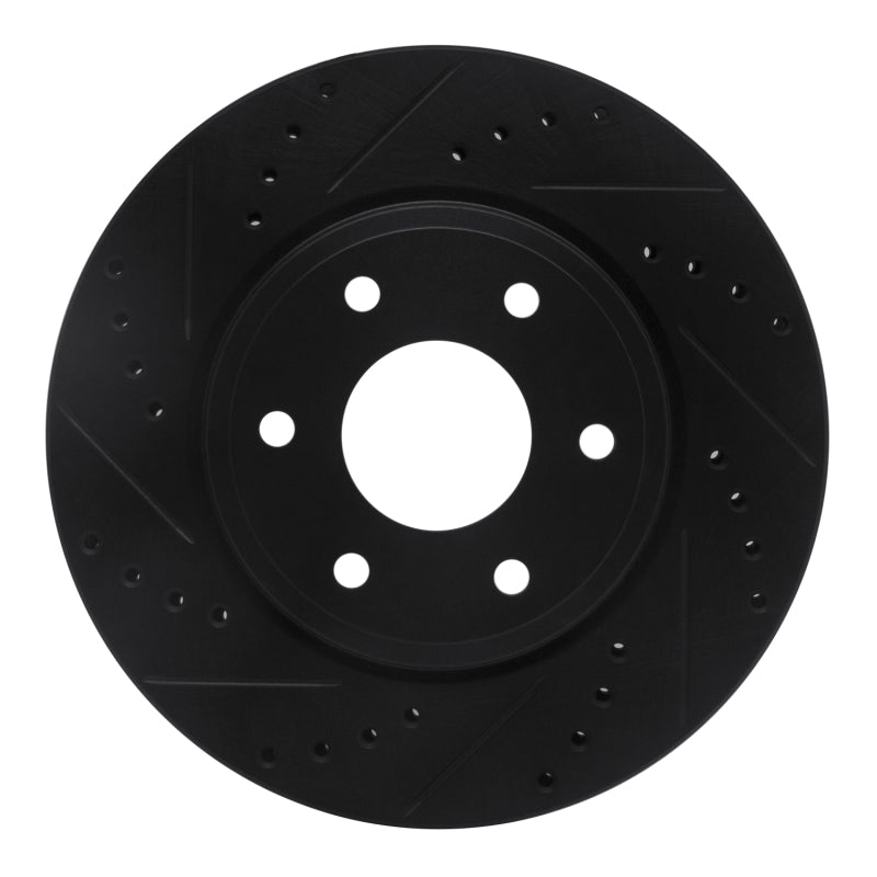 R1 Concepts R1 05-21 Nissan Frontier Front Left Drilled & Slotted Black Brake Rotor