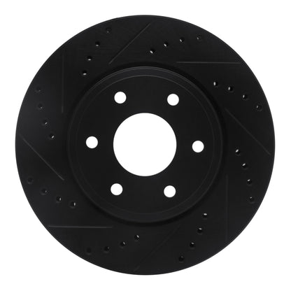 R1 Concepts R1 05-21 Nissan Frontier Front Left Drilled & Slotted Black Brake Rotor