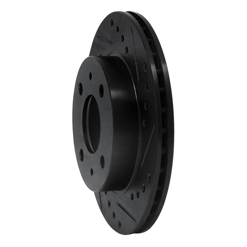 R1 Concepts R1 95-00 Nissan Lucino (Mexico) Front Right Drilled & Slotted Black Brake Rotor