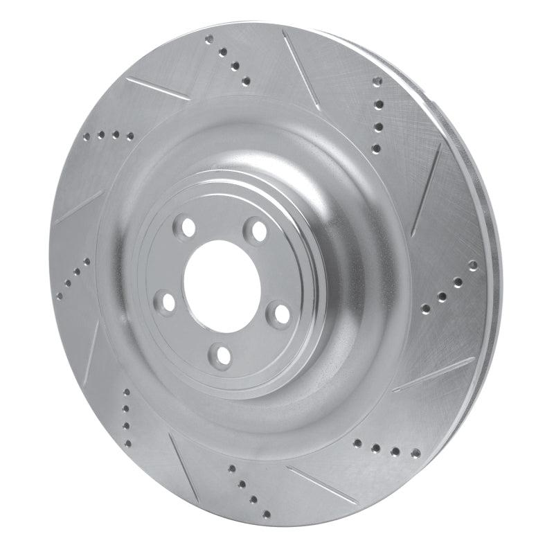 R1 Concepts R1 08-09 Jaguar XKR Left Front Drilled & Slotted Silver Brake Rotor