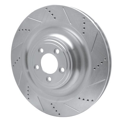 R1 Concepts R1 08-09 Jaguar XKR Left Front Drilled & Slotted Silver Brake Rotor
