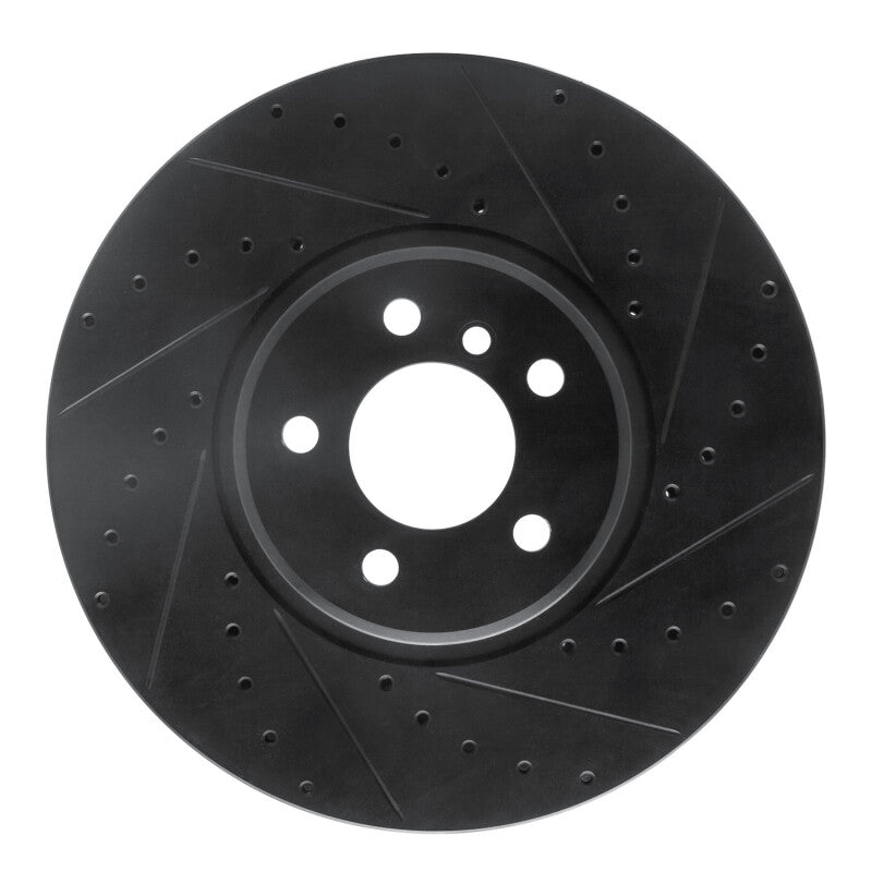 R1 Concepts R1 08-19 BMW X5 Front Right Drilled & Slotted Black Brake Rotor