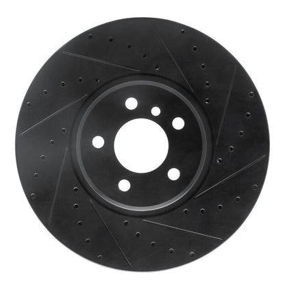R1 Concepts R1 08-19 BMW X5 Front Right Drilled & Slotted Black Brake Rotor