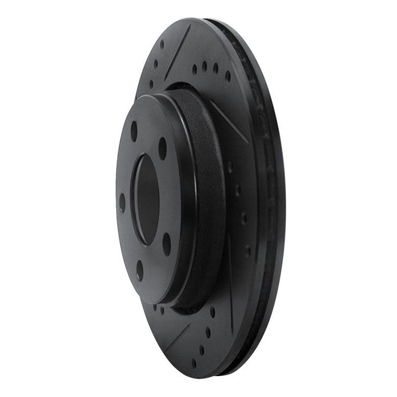 R1 Concepts R1 85-91 Audi 5000CS Turbo Quattro Rear Left Drilled & Slotted Black Brake Rotor