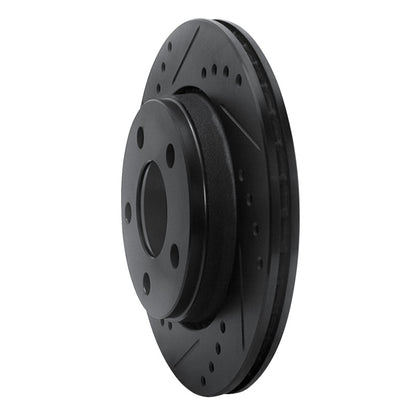 R1 Concepts R1 85-91 Audi 5000CS Turbo Quattro Rear Left Drilled & Slotted Black Brake Rotor