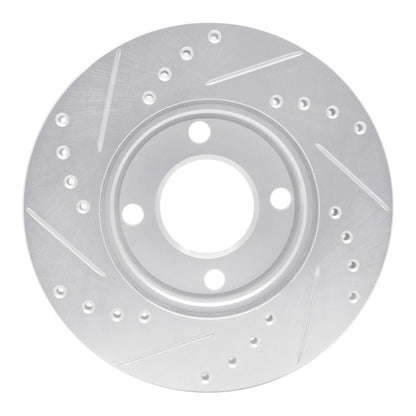 R1 Concepts R1 84-87 Audi Coupe Front Right Drilled & Slotted Silver Brake Rotor