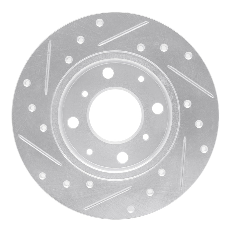 R1 Concepts R1 84-87 Honda Civic Front Right Drilled & Slotted Silver Brake Rotor