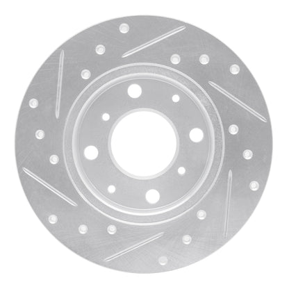 R1 Concepts R1 84-87 Honda Civic Front Right Drilled & Slotted Silver Brake Rotor
