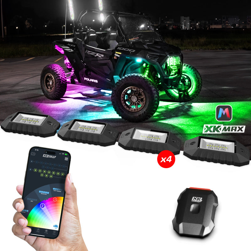 XKGLOW XK Glow RGBW 4pc Addressable LED Rock Light Kit