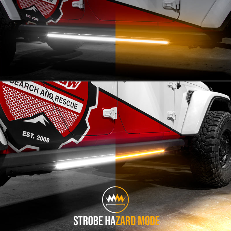 XKGLOW XK Glow Jeep & Truck Running Board Light w/ Turn Signal 2x48in White + Amber