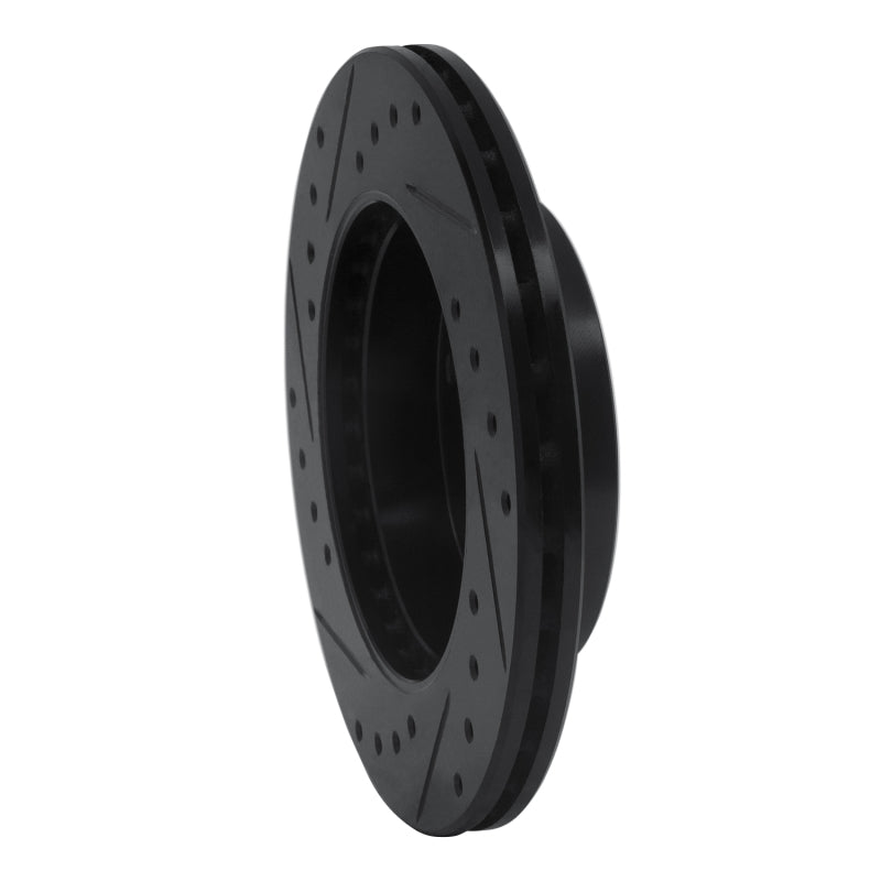 R1 Concepts R1 94-96 Nissan 240SX Front Right Drilled & Slotted Black Brake Rotor