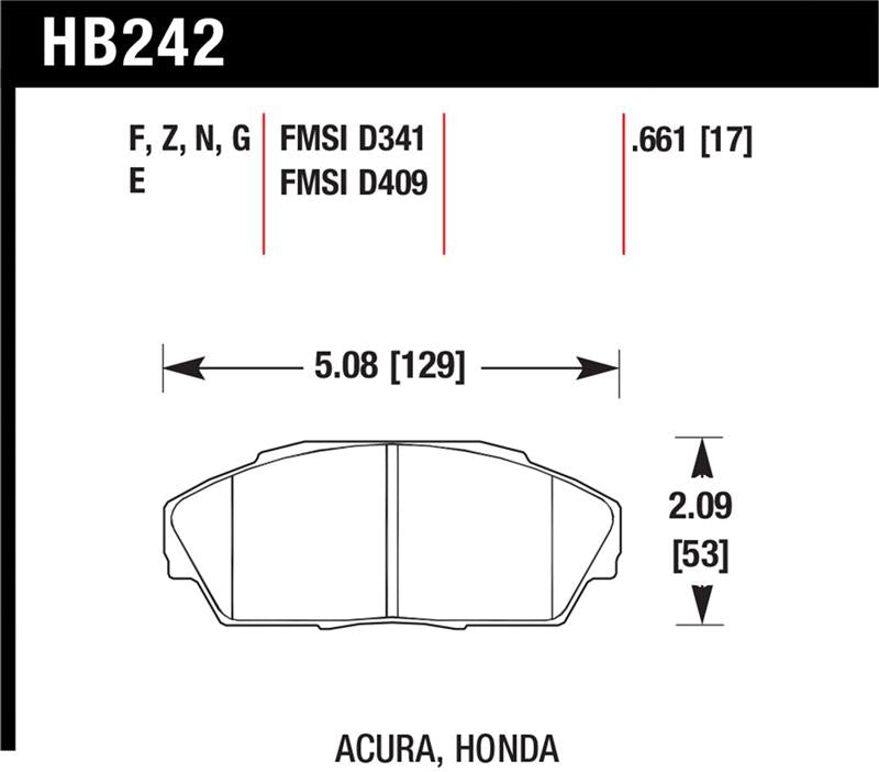 Hawk Performance Hawk 86-01 Acura (Various) / 88-93 Honda (Various) DTC-60 Race Front Brake Pads