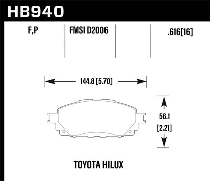 Hawk Performance Hawk 16-17 Toyota Hilux Street Super Duty Front Brake Pads