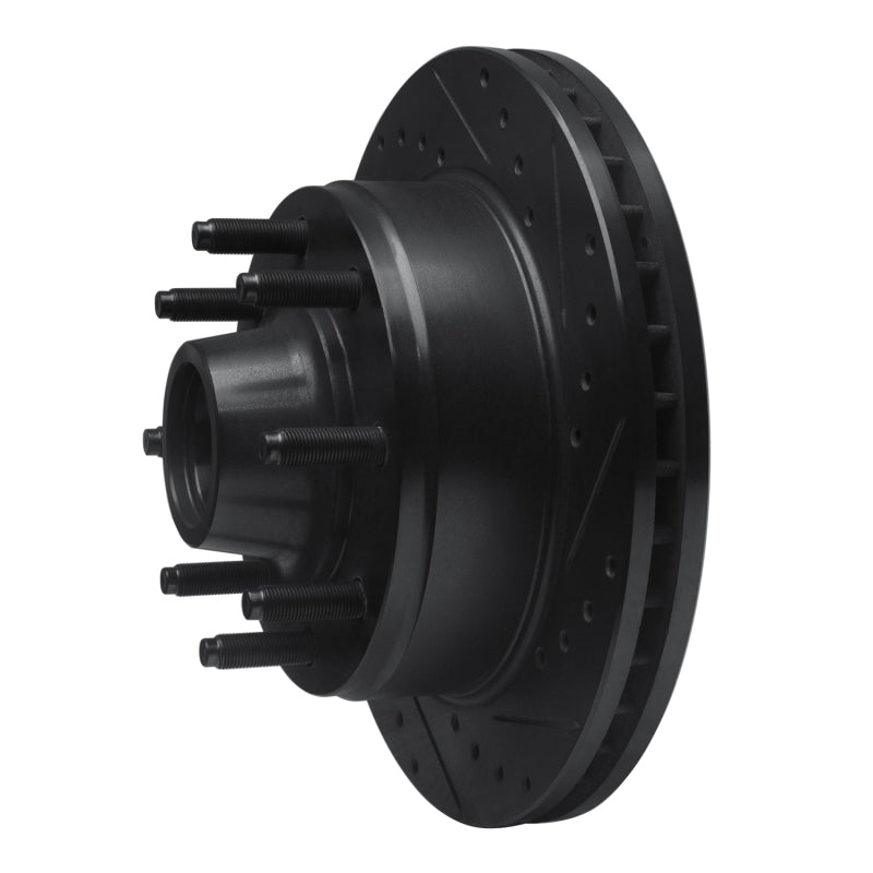 R1 Concepts R1 80-85 Ford E-250 Econoline Club Wagon Front Right Drilled & Slotted Black Brake Rotor