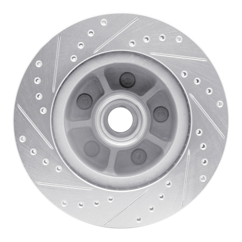 R1 Concepts R1 68-70 Ford Mustang Front Right Drilled & Slotted Silver Brake Rotor