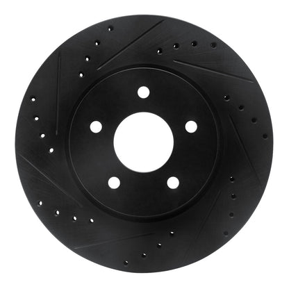 R1 Concepts R1 19-24 Infiniti QX50 Rear Left Drilled & Slotted Black Brake Rotor