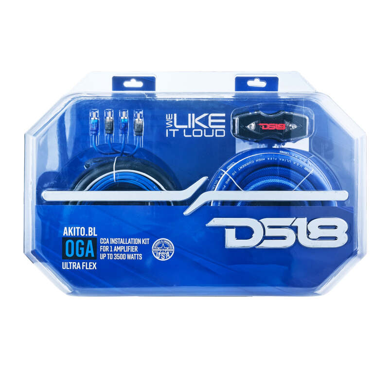 DS18 0-GA Amplifier Install Kit Advance- Blue