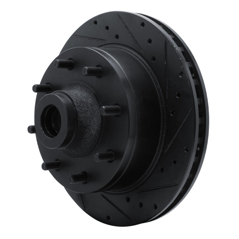 R1 Concepts R1 78-97 Dodge B200 / B200 Van / B250 Front Right Drilled & Slotted Black Brake Rotor