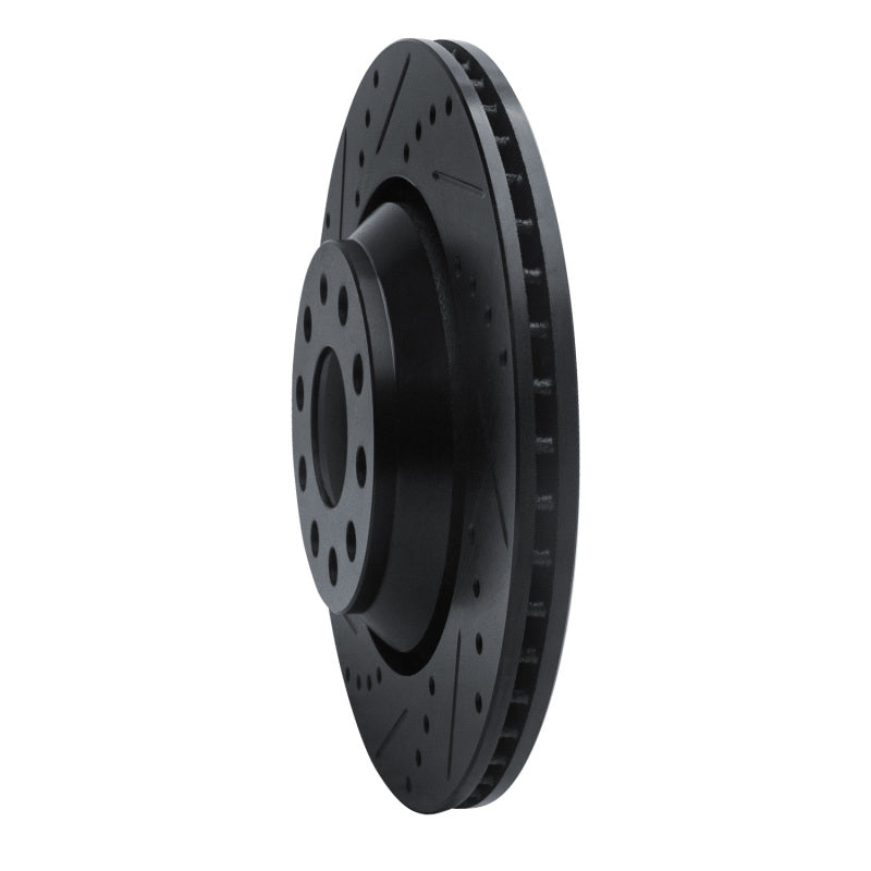 R1 Concepts R1 15-25 Volkswagen GTI Rear Left Drilled & Slotted Black Brake Rotor