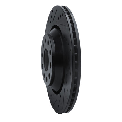 R1 Concepts R1 15-25 Volkswagen GTI Rear Left Drilled & Slotted Black Brake Rotor