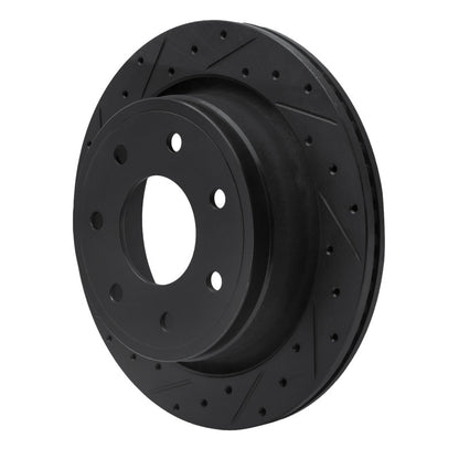 R1 Concepts R1 12-14 Ford F-150 4WD Rear Left Drilled & Slotted Black Brake Rotor