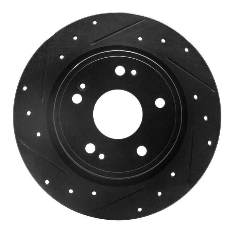 R1 Concepts R1 2016-2025 Honda Accord Sedan Rear Left Drilled & Slotted Black Brake Rotor