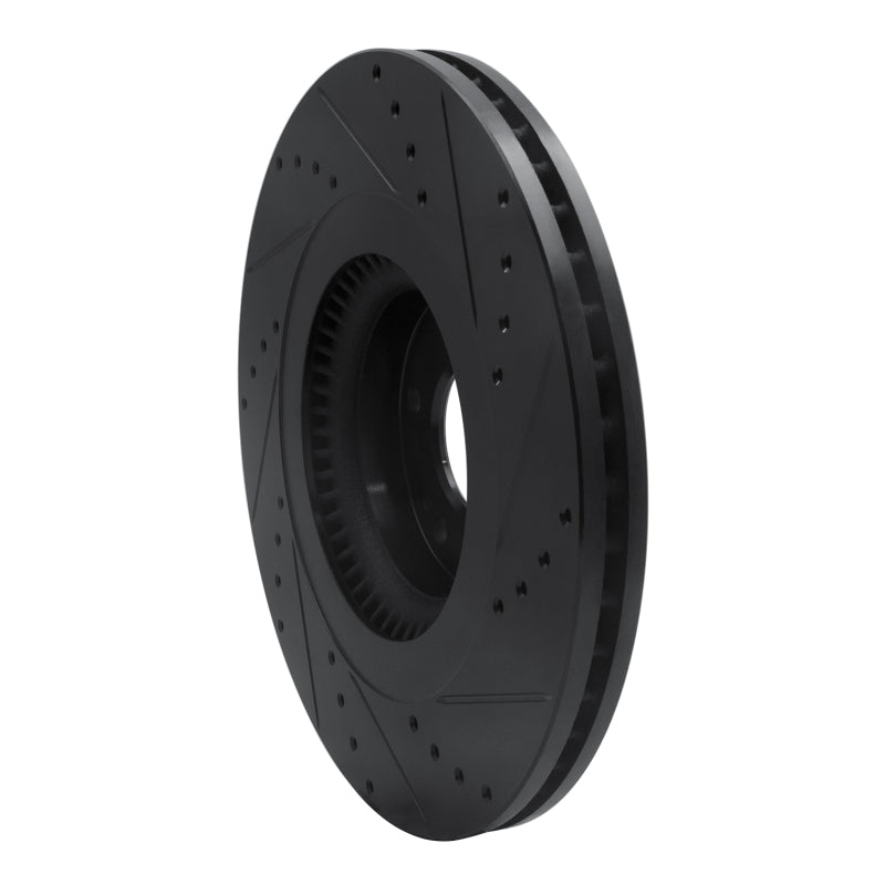 R1 Concepts R1 12-17 Genesis G80 Front Left Drilled & Slotted Black Brake Rotor