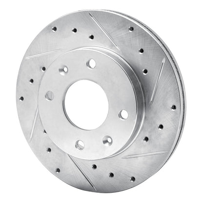R1 Concepts R1 88-07 Dodge Colt Front Right Drilled & Slotted Silver Brake Rotor