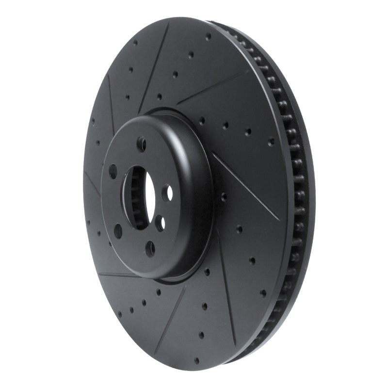 R1 Concepts R1 16-25 BMW i5 Left Front Drilled & Slotted Black Brake Rotor