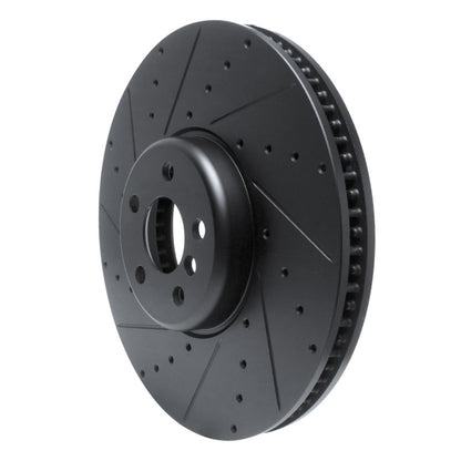 R1 Concepts R1 16-25 BMW i5 Left Front Drilled & Slotted Black Brake Rotor