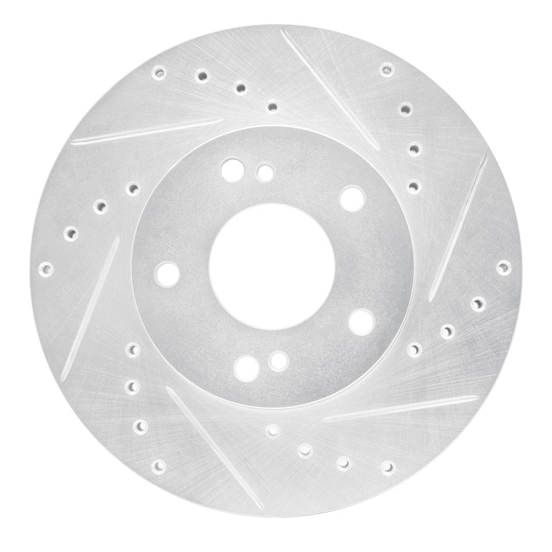 R1 Concepts R1 89-90 Nissan 300ZX Front Right Drilled & Slotted Silver Brake Rotor